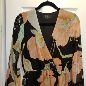 Lulus Water Lilies Black Floral Long Sleeve Maxi